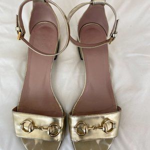 Gucci Gold Ankle Strap Sandals